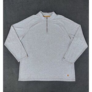 Carhartt Mens Force Relaxed Fit (XL) Quarter Zip Long Sleeve Light Gray Pullover